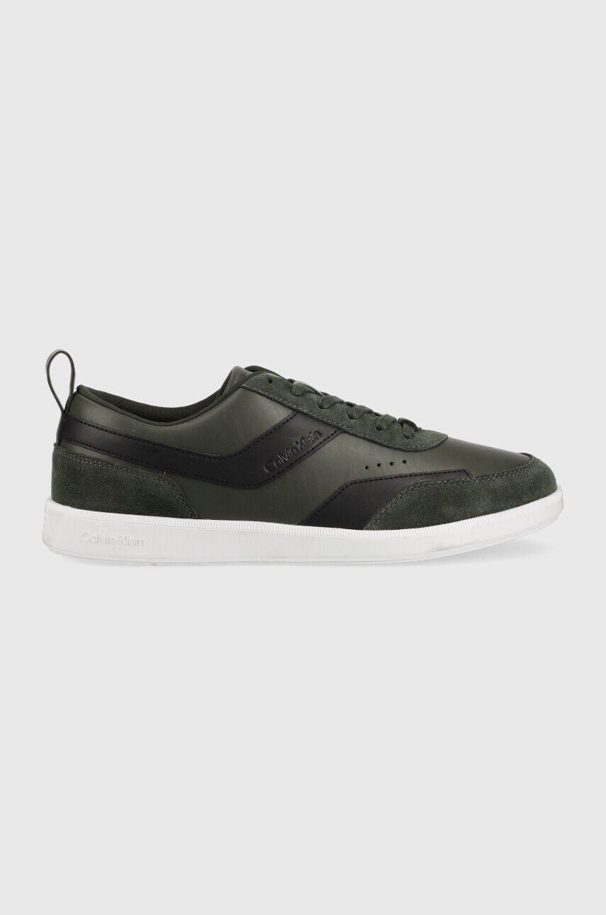 

Кожени маратонки Calvin Klein HM0HM00851 LOW TOP LACE UP LTH MIX в зелено, Зелен