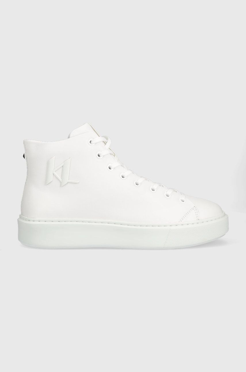 Levně Kožené sneakers boty Karl Lagerfeld KL52265 MAXI KUP bílá barva