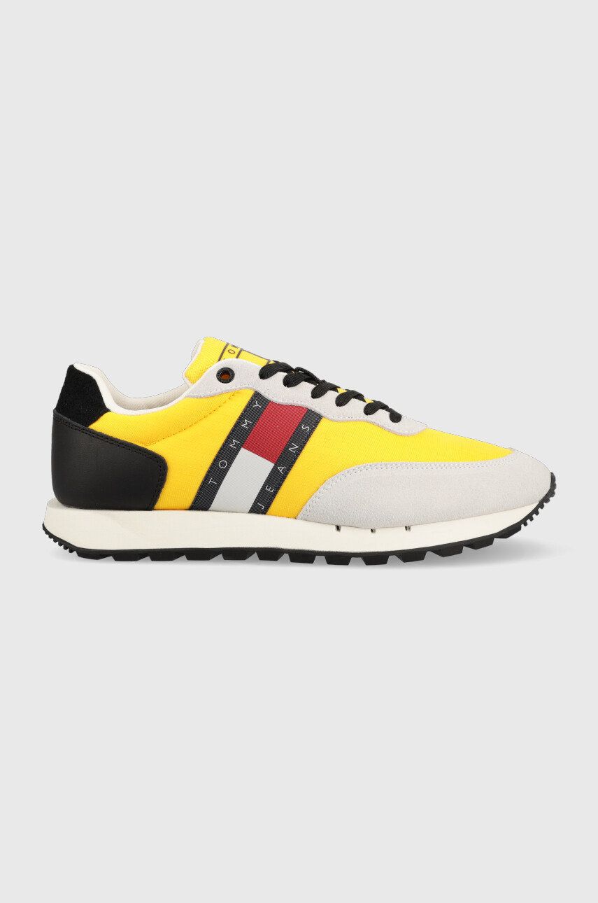 Sneakers boty Tommy Jeans EM0EM01136 TOMMY JEANS LEATHER RUNNER žlutá barva - žlutá -  Svršek: 