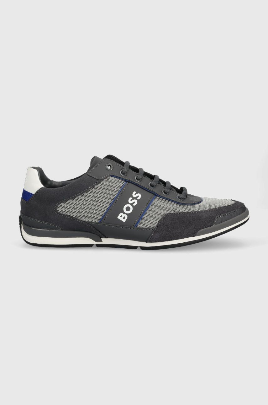 Sneakers boty BOSS Saturn šedá barva, 50485629 - šedá -  Svršek: Umělá hmota