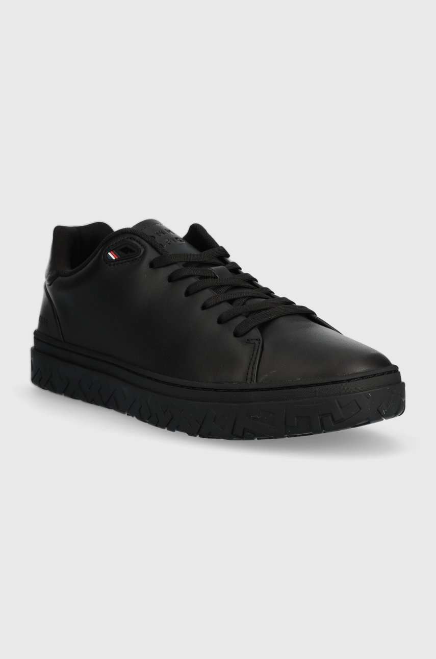 

Кожаные кроссовки Tommy Hilfiger MODERN ICONIC COURT CUP LEATHER цвет чёрный