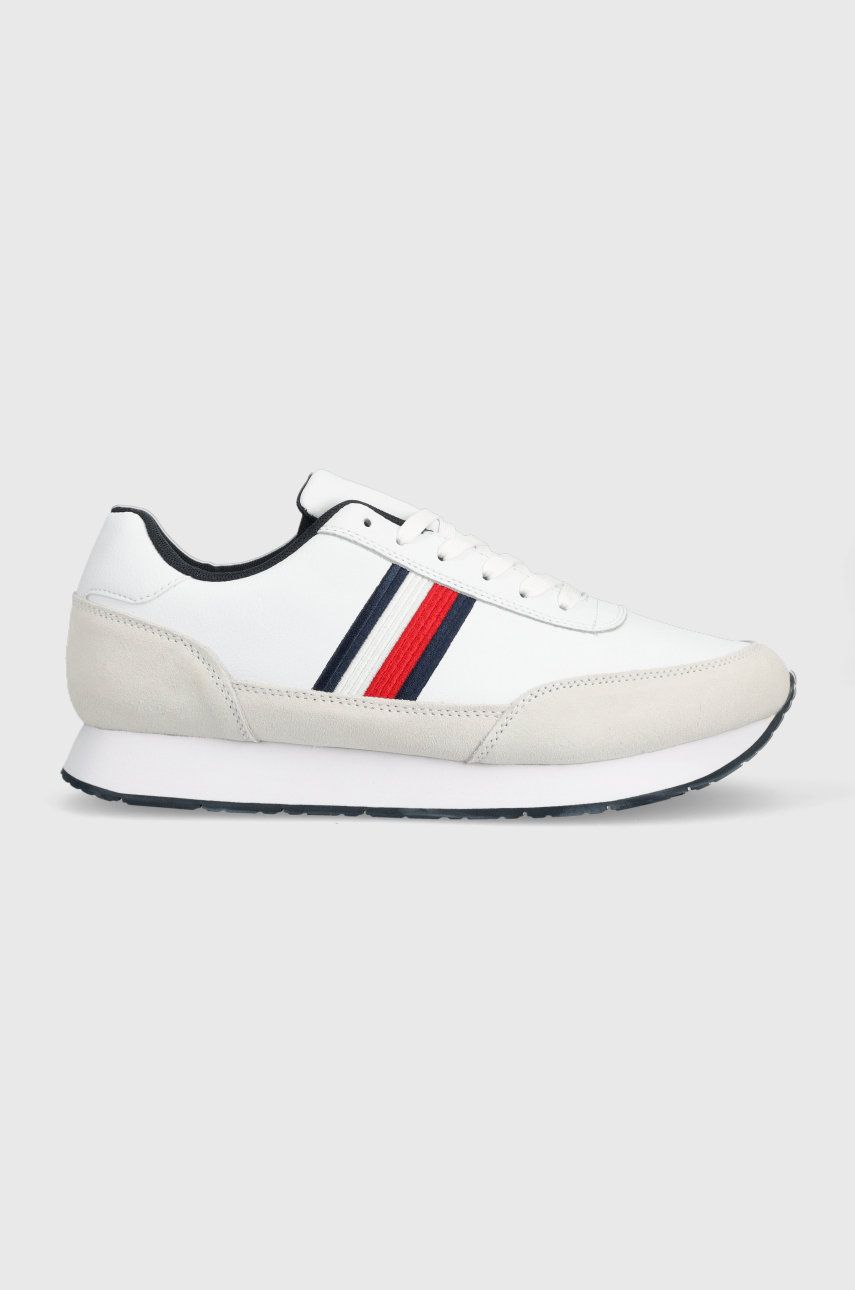 Δερμάτινα αθλητικά παπούτσια Tommy Hilfiger FM0FM04397 CORE EVA RUNNER CORPORATE LEA χρώμα: άσπρο λευκό
