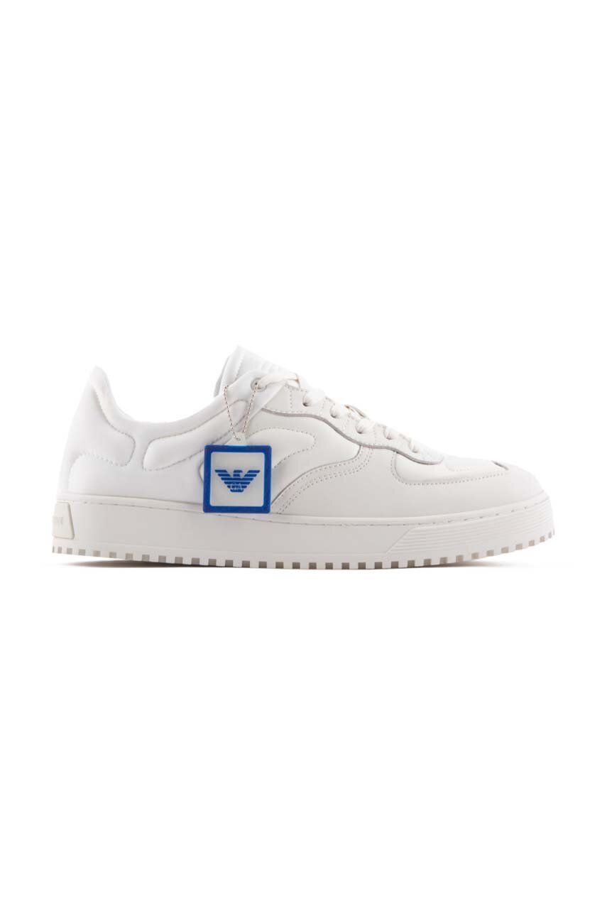Kožené sneakers boty Emporio Armani bílá barva, X4X609 XN734 S437 - bílá -  Svršek: Přírodní ků
