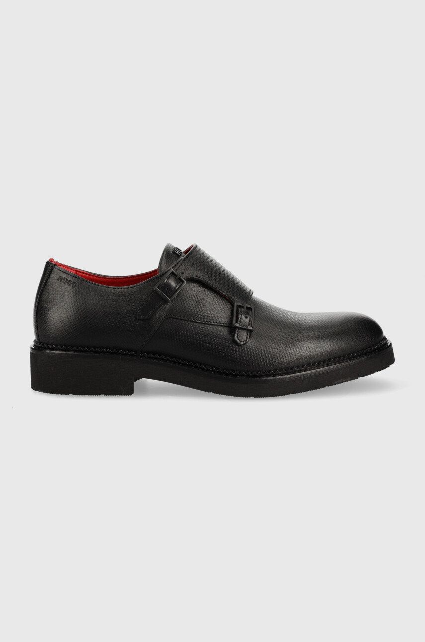 HUGO pantofi de piele Luxity barbati, culoarea negru, 50486286 50486286 imagine noua