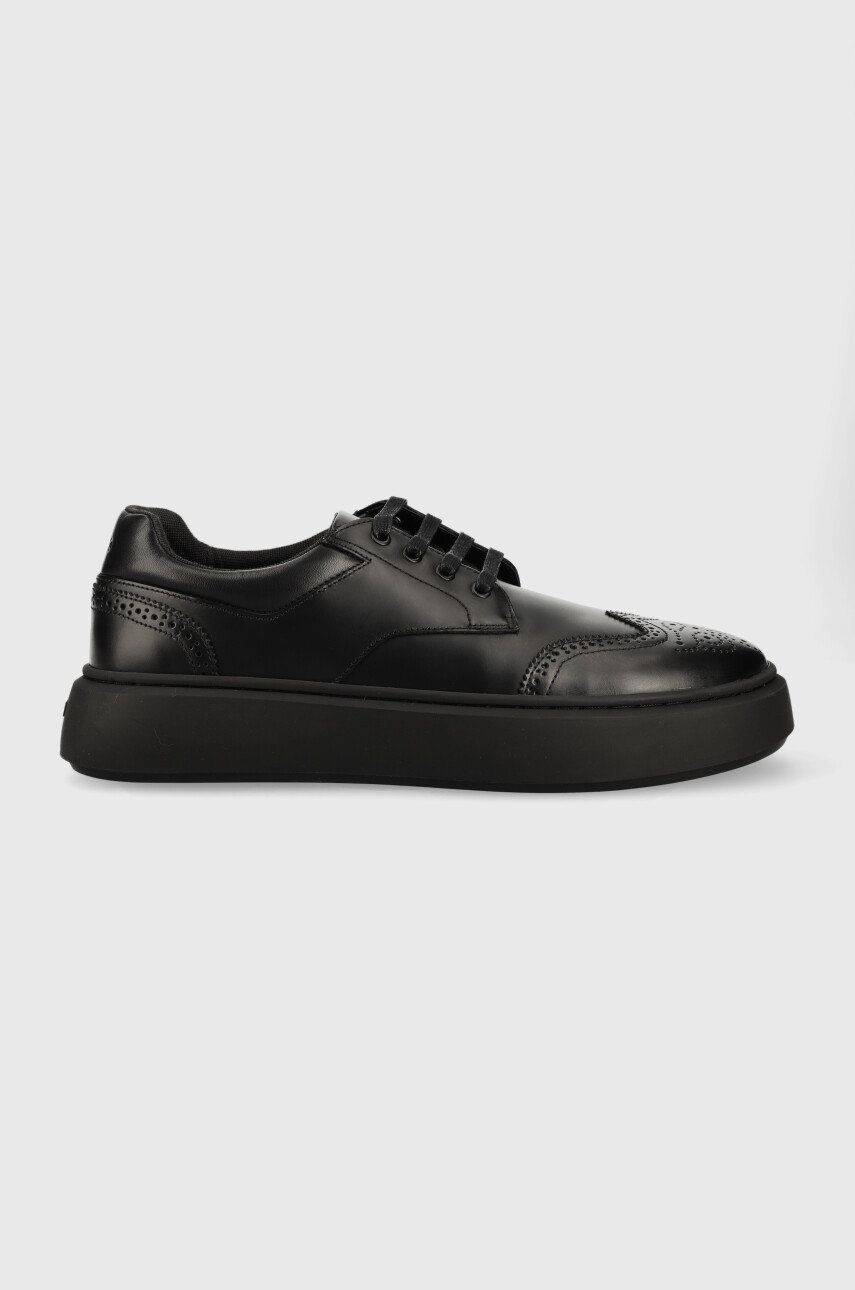 HUGO pantofi de piele Allen culoarea negru, 50487433