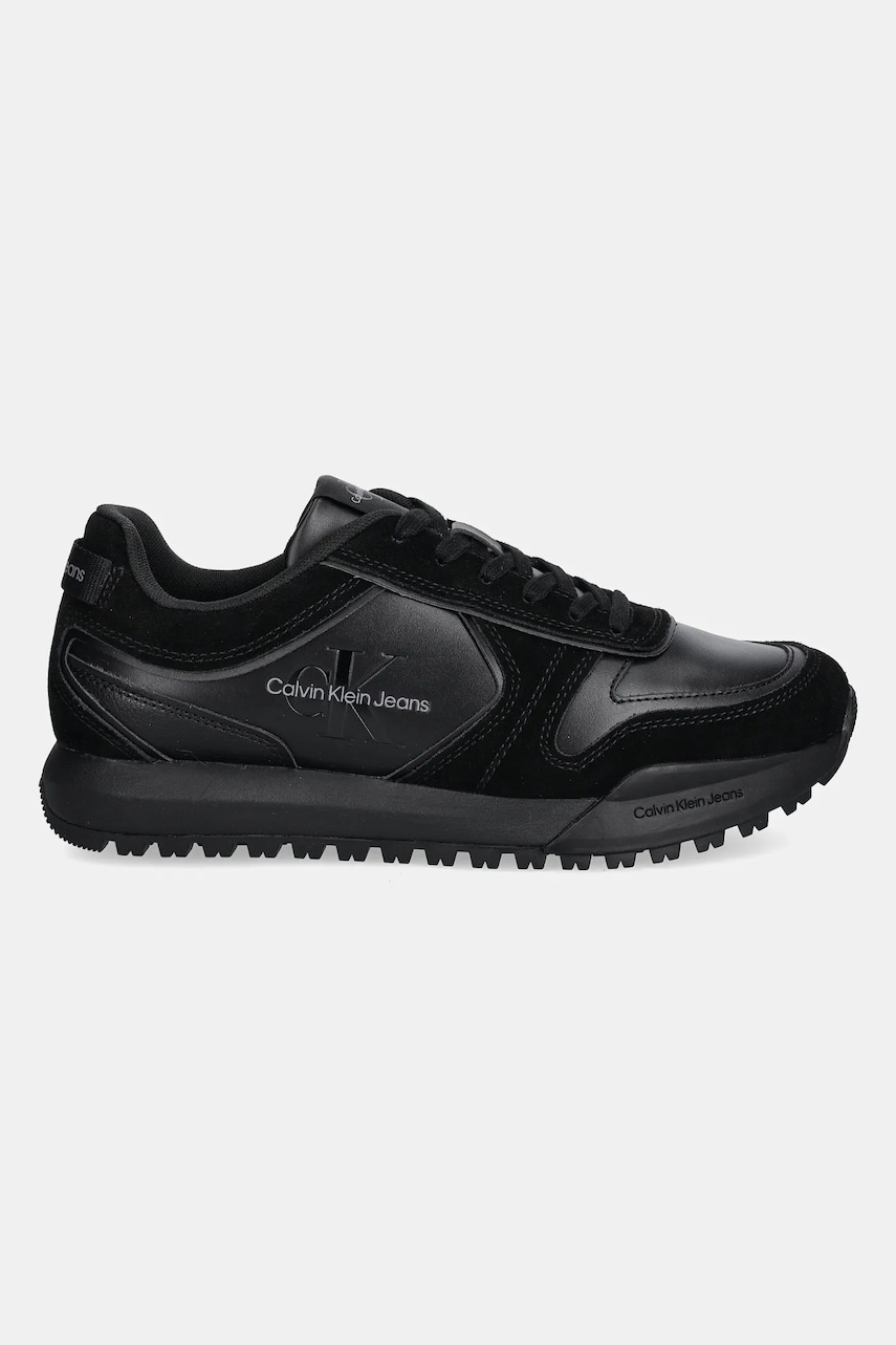 Кожаные кроссовки Calvin Klein Jeans TOOTHY RUNNER IRREGULAR LINES цвет чёрный Кожаные кроссовки Calvin Klein Jeans TOOTHY RUNNER IRREGULAR LINES цвет чёрный