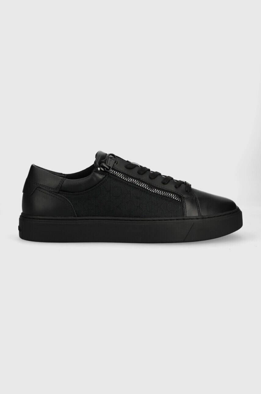 Sneakers boty Calvin Klein LOW TOP LACE UP W/ZIP MONO JQ černá barva, HM0HM01013