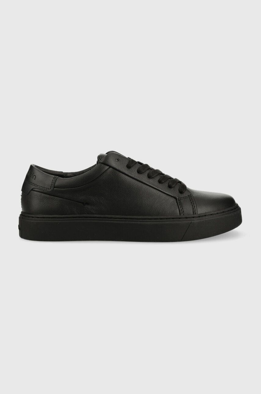 Levně Kožené sneakers boty Calvin Klein LOW TOP LACE UP PB černá barva, HM0HM01019