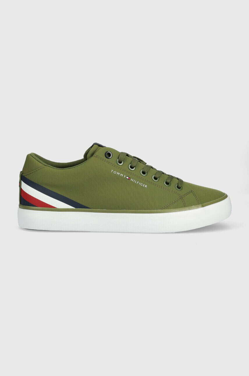 

Кеди Tommy Hilfiger TH HI VULC CORE LOW STRIPES колір зелений FM0FM04735