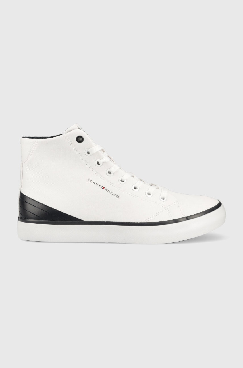 Levně Kecky Tommy Hilfiger TH HI VULC CORE CANVAS pánské, bílá barva