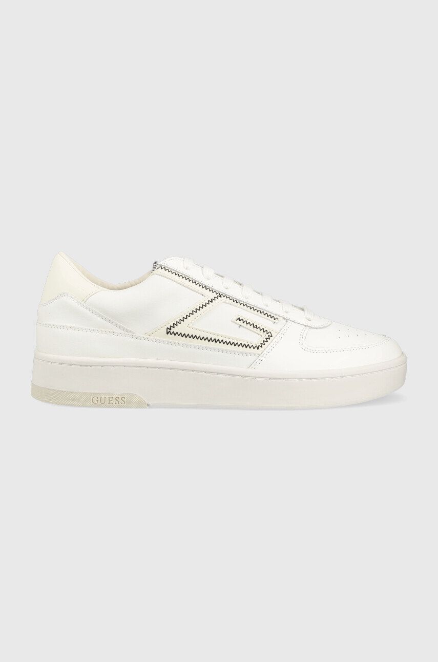 Kožené sneakers boty Guess Silea bílá barva, FM5SIL ELE12 WHIWH - bílá -  Svršek: Umělá hmota
