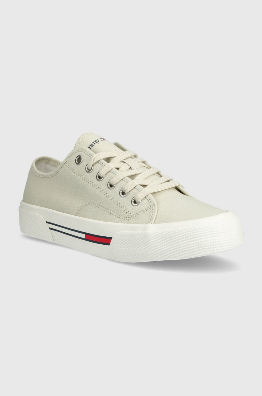 

Кеды Tommy Jeans LACE UP CANVAS COLOR мужские цвет серый