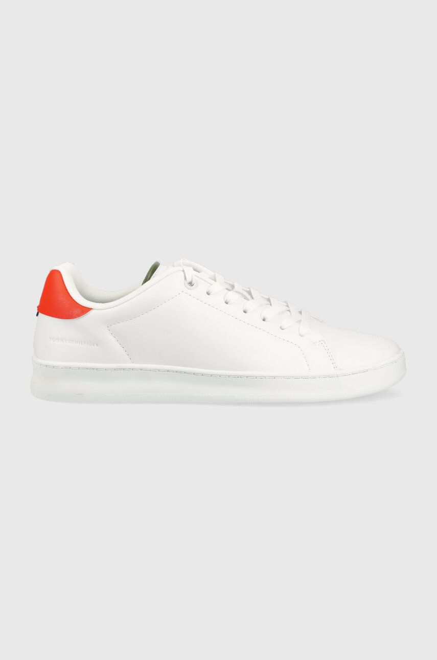 Δερμάτινα αθλητικά παπούτσια Tommy Hilfiger COURT SNEAKER LEATHER CUP χρώμα: άσπρο λευκό