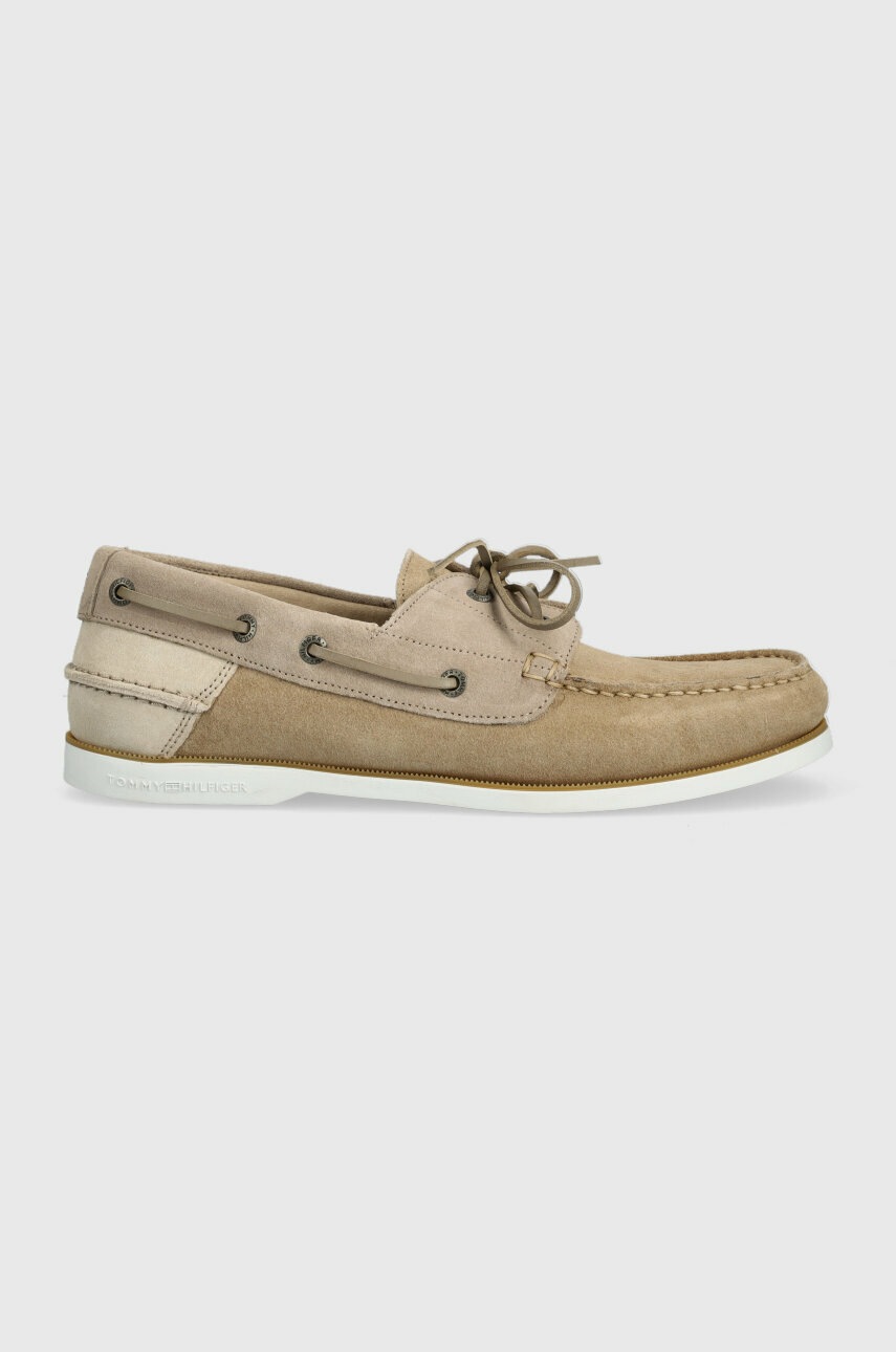 

Замшевые мокасины Tommy Hilfiger TH BOAT SHOE CORE SUEDE мужские цвет бежевый FM0FM04505