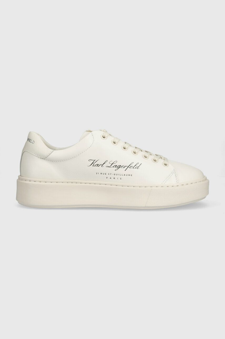 Levně Kožené sneakers boty Karl Lagerfeld MAXI KUP béžová barva, KL52223