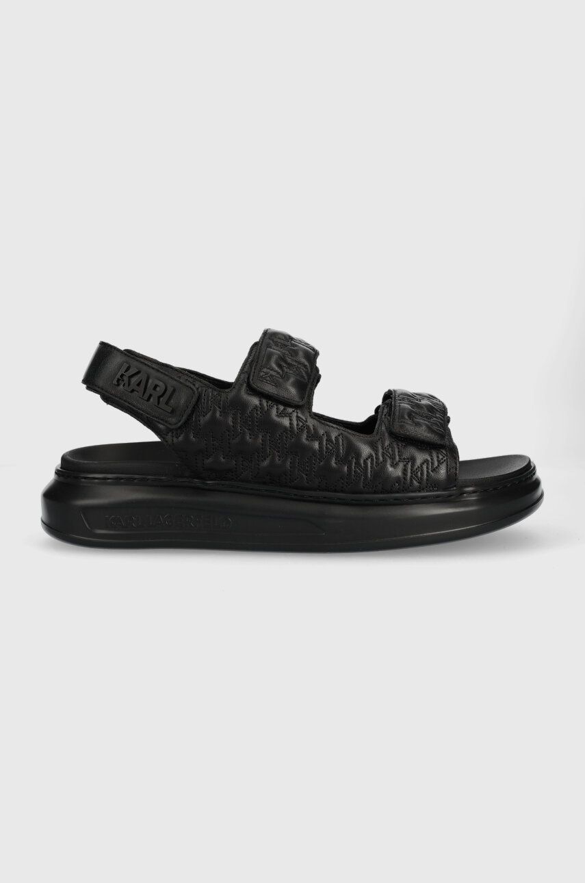 Kožené sandály Karl Lagerfeld KAPRI MENS pánské, černá barva, KL52503 - černá -  Svršek: Přírod