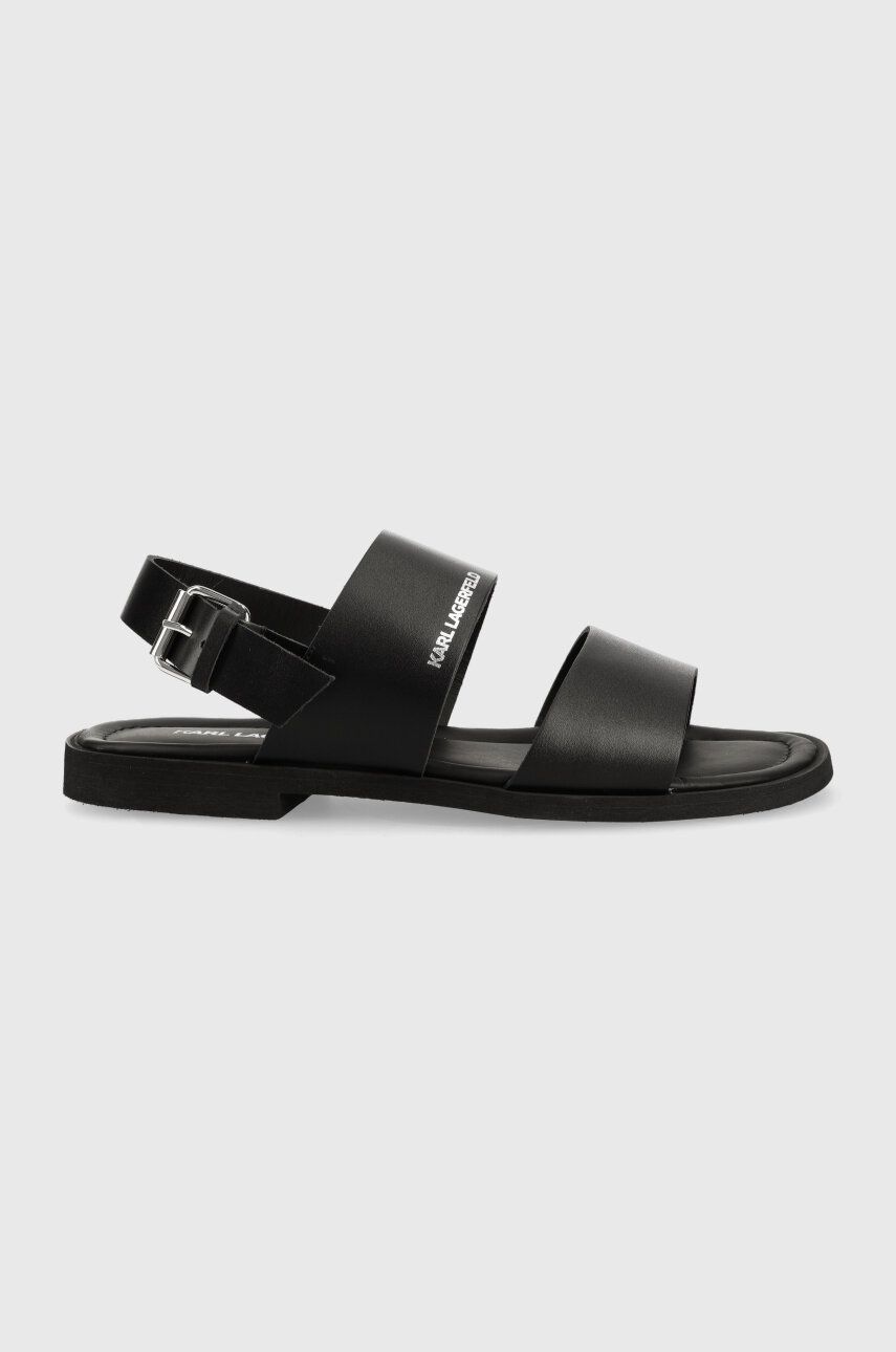 Kožené sandály Karl Lagerfeld KASTOR II pánské, černá barva, KL70206 - černá -  Svršek: Přírodn