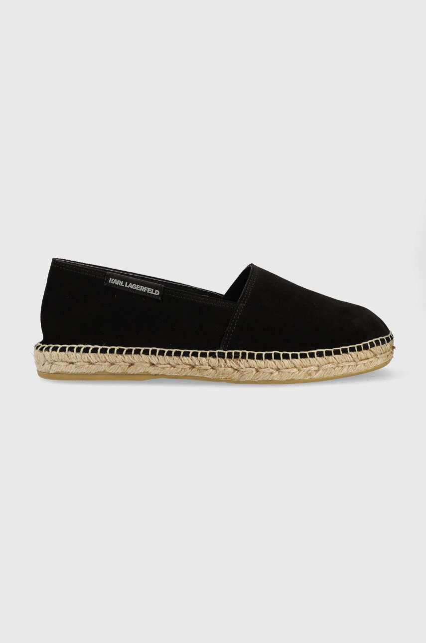 Levně Semišové espadrilky Karl Lagerfeld KAMINO černá barva, KL70102