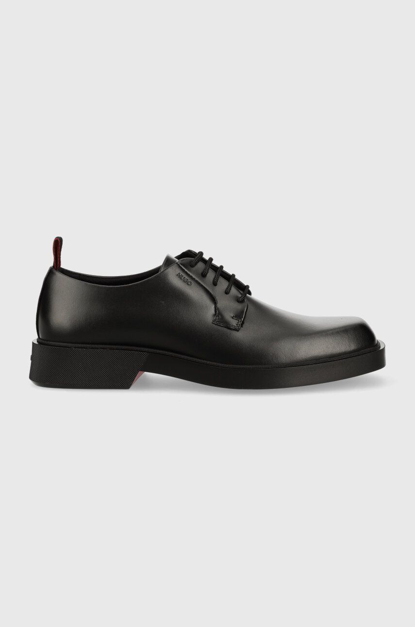 HUGO pantofi de piele Iker barbati, culoarea negru, 50493166 50493166 imagine noua