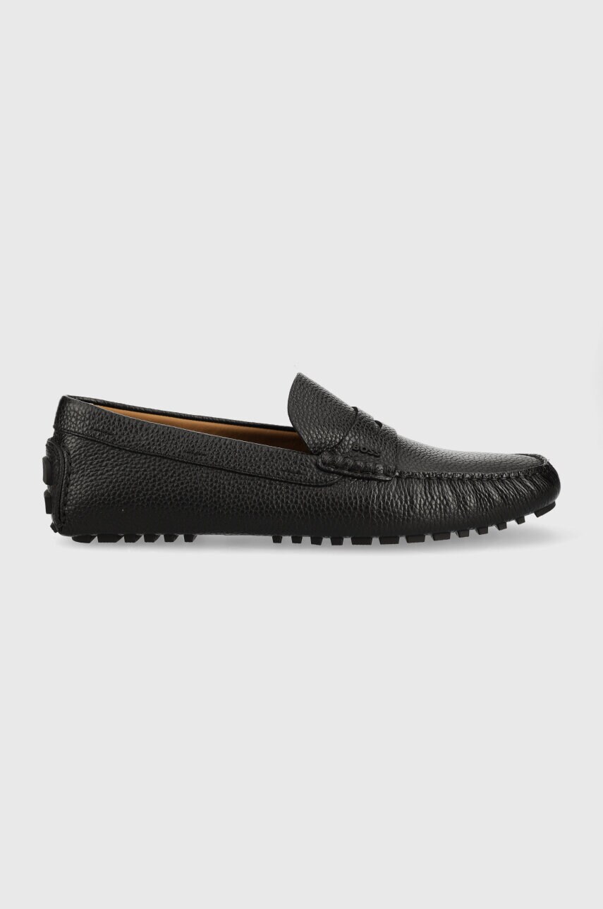 Boss mocasini de piele driver barbati, culoarea negru, 50492770