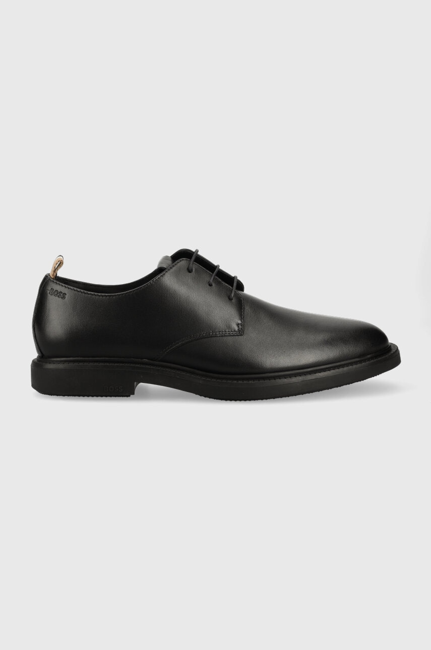 Boss pantofi de piele larry barbati, culoarea negru, 50492955