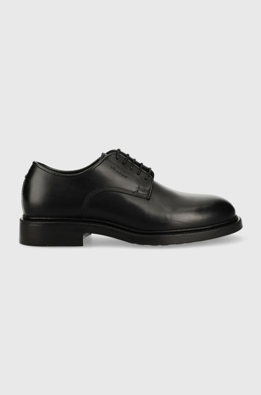 Gant pantofi de piele Milbro barbati, culoarea negru, 25631356.G00