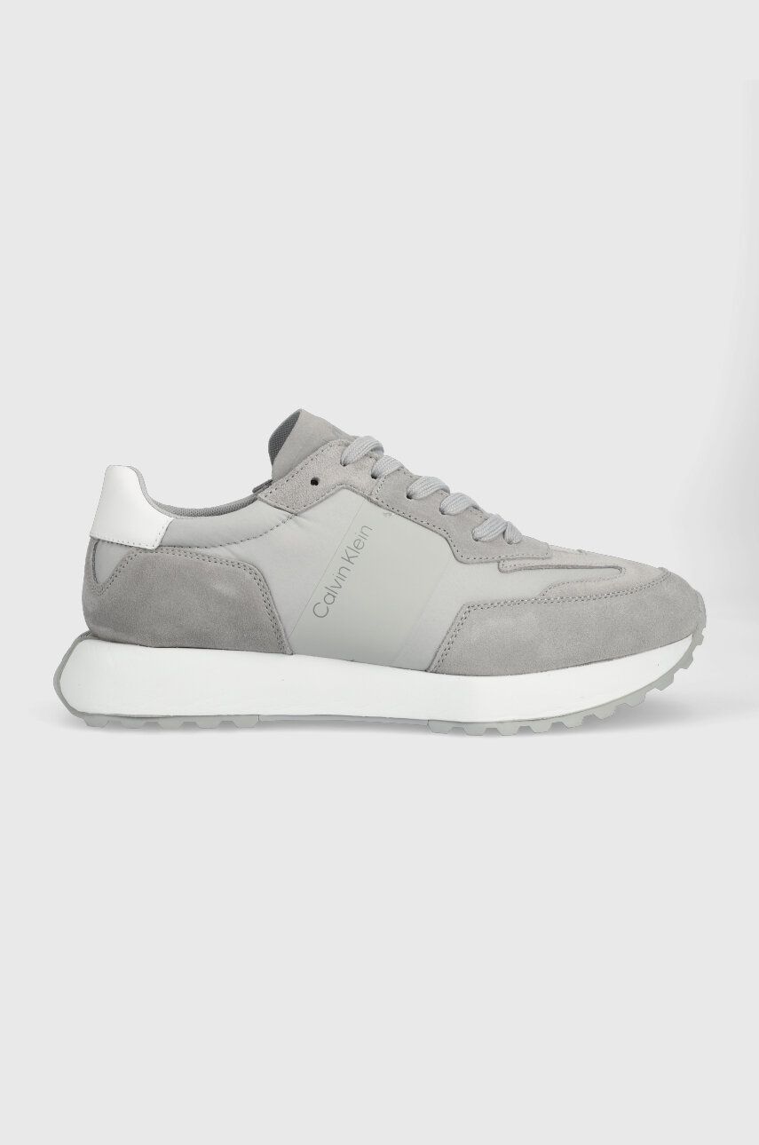 Levně Sneakers boty Calvin Klein LOW TOP LACE UP MIX šedá barva, HM0HM00497