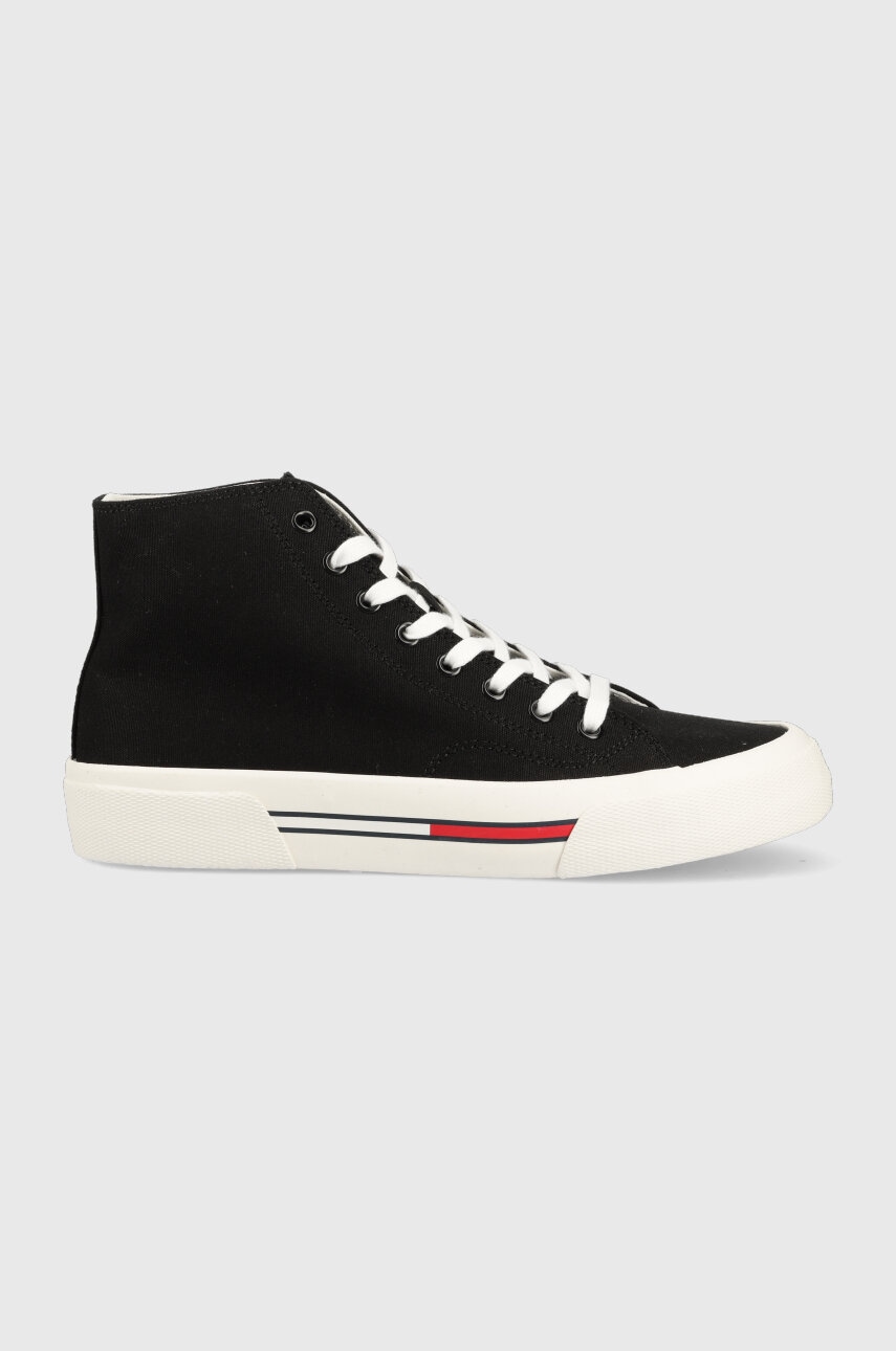 Levně Kecky Tommy Jeans TOMMY JEANS MID CANVAS COLOR pánské, černá barva, EM0EM01157