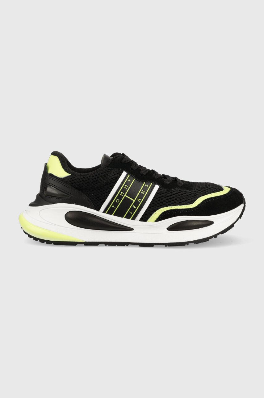 Levně Sneakers boty Tommy Jeans RUNNER černá barva, EM0EM01170