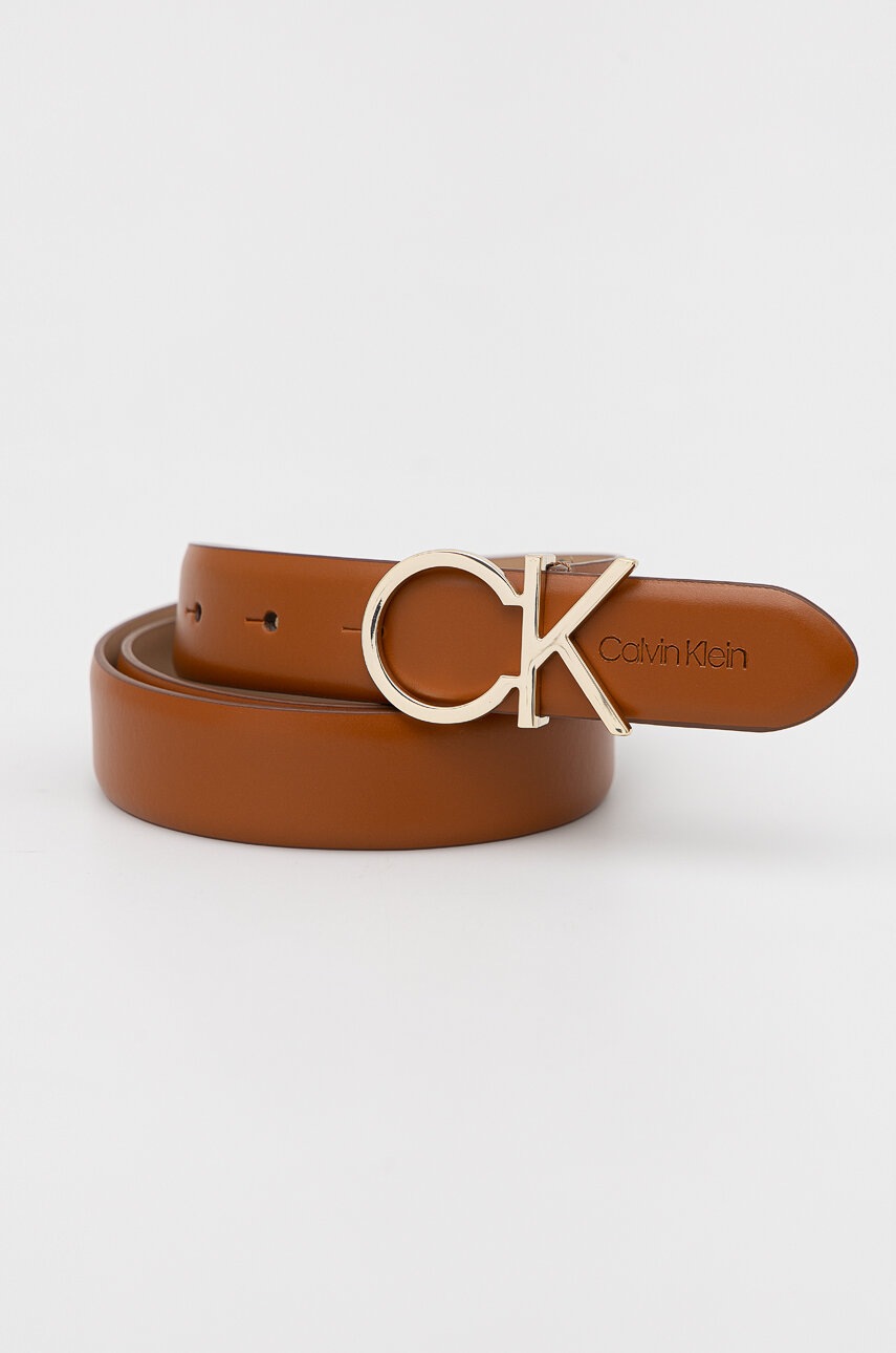 

Кожен колан Calvin Klein дамски в кафяво, Кафяв