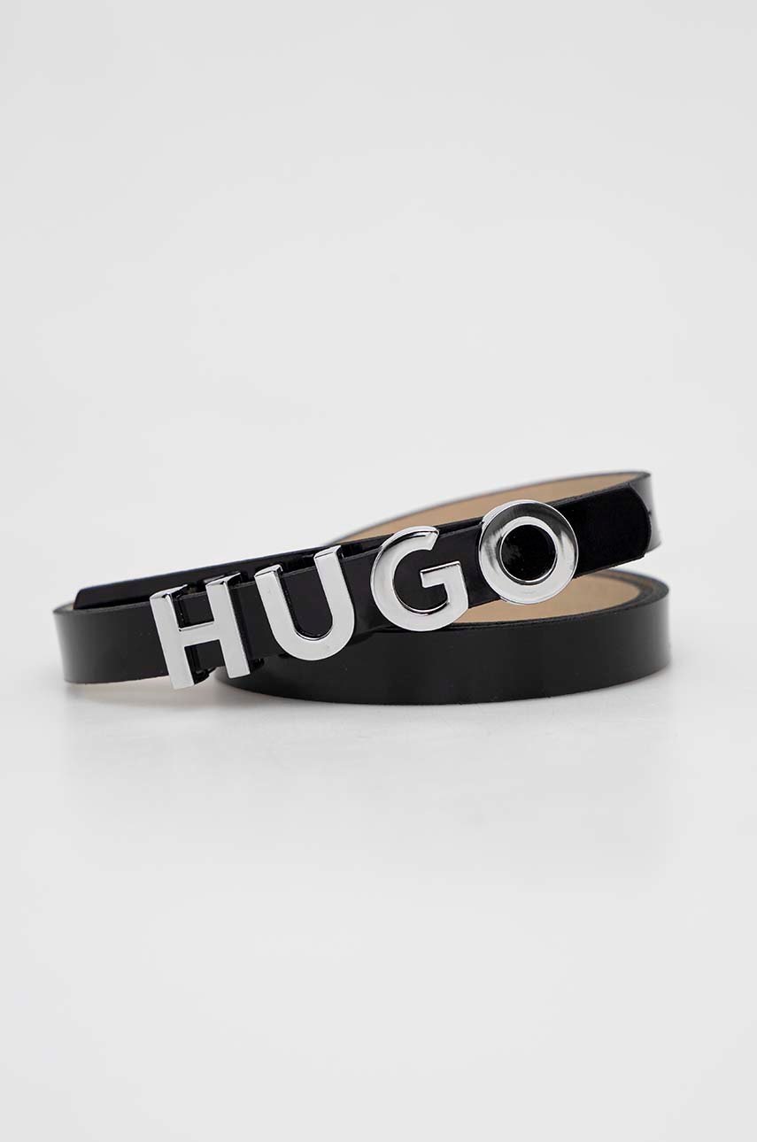 

Шкіряний ремінь HUGO жіночий колір чорний