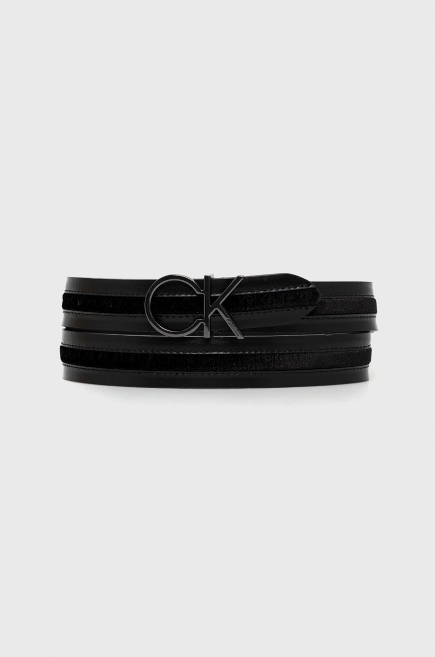 

Кожен колан Calvin Klein дамски в черно, Черен