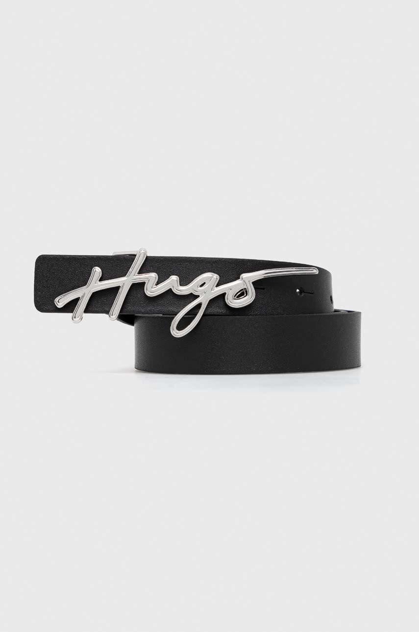 HUGO curea de piele femei, culoarea negru