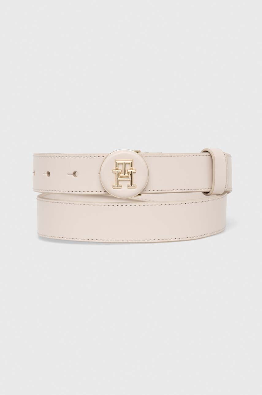

Шкіряний ремінь Tommy Hilfiger жіночий колір бежевий