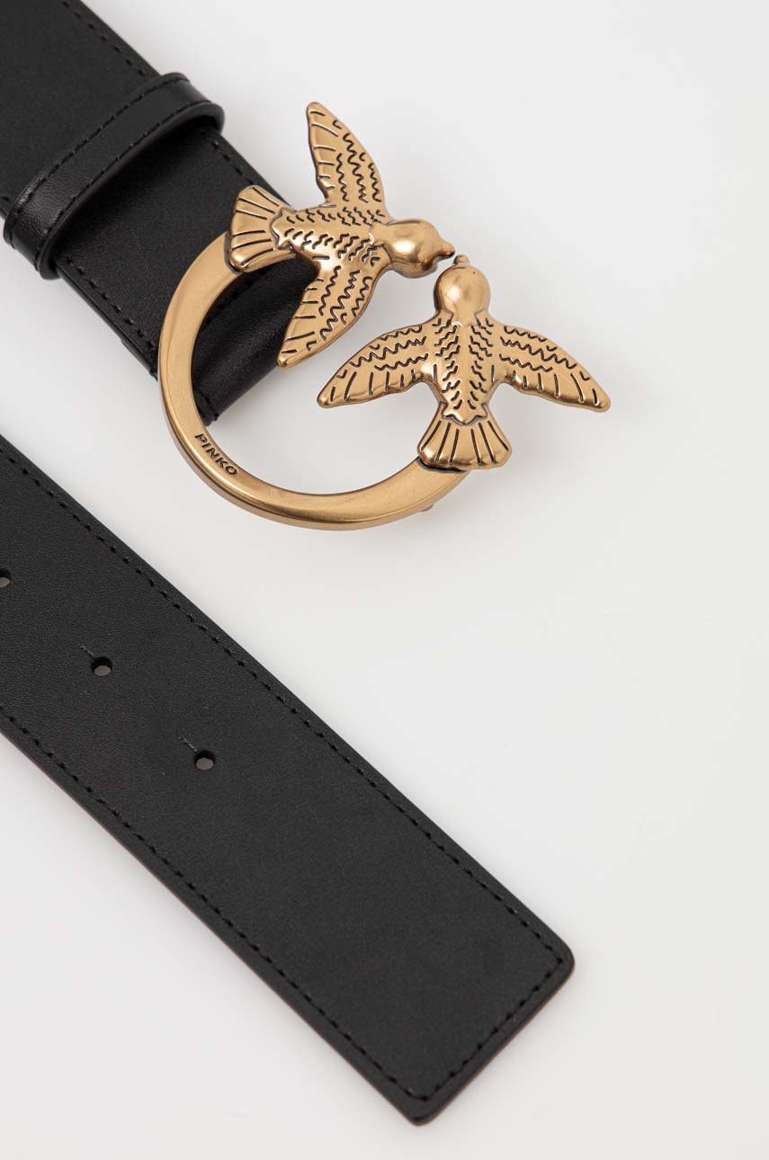 Δερμάτινη ζώνη Pinko γυναικεία, χρώμα: μαύρο, 100120 A0F1 φωτογραφία