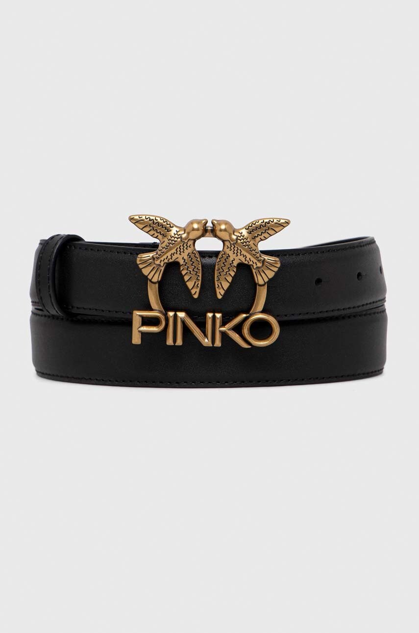 

Шкіряний ремінь Pinko жіночий колір чорний