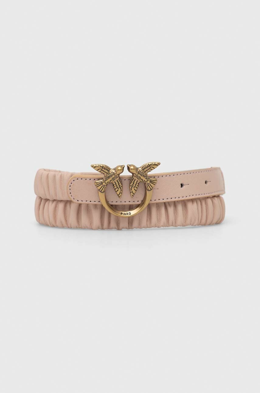 

Кожаный ремень Pinko женский цвет розовый