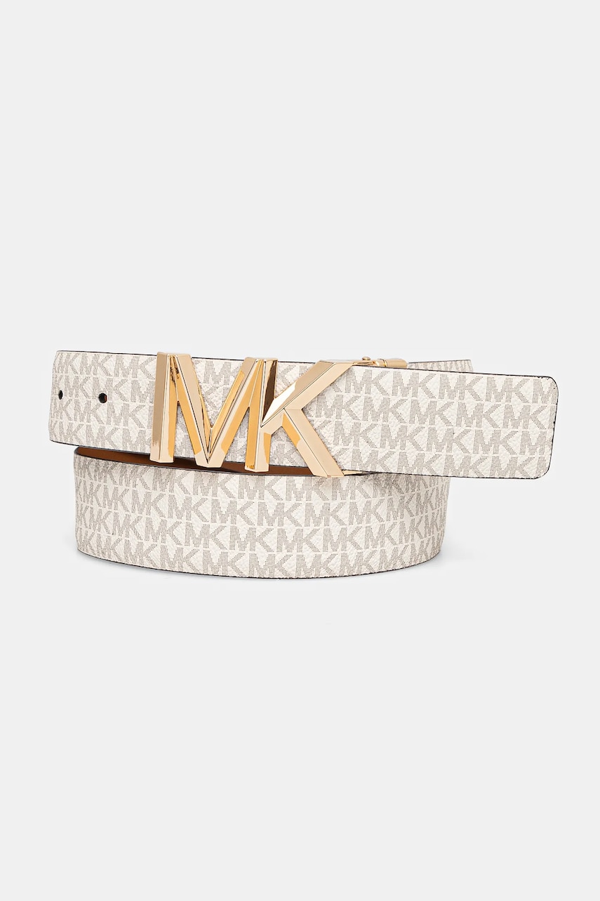 Levně Oboustranný kožený pásek MICHAEL Michael Kors dámský, béžová barva