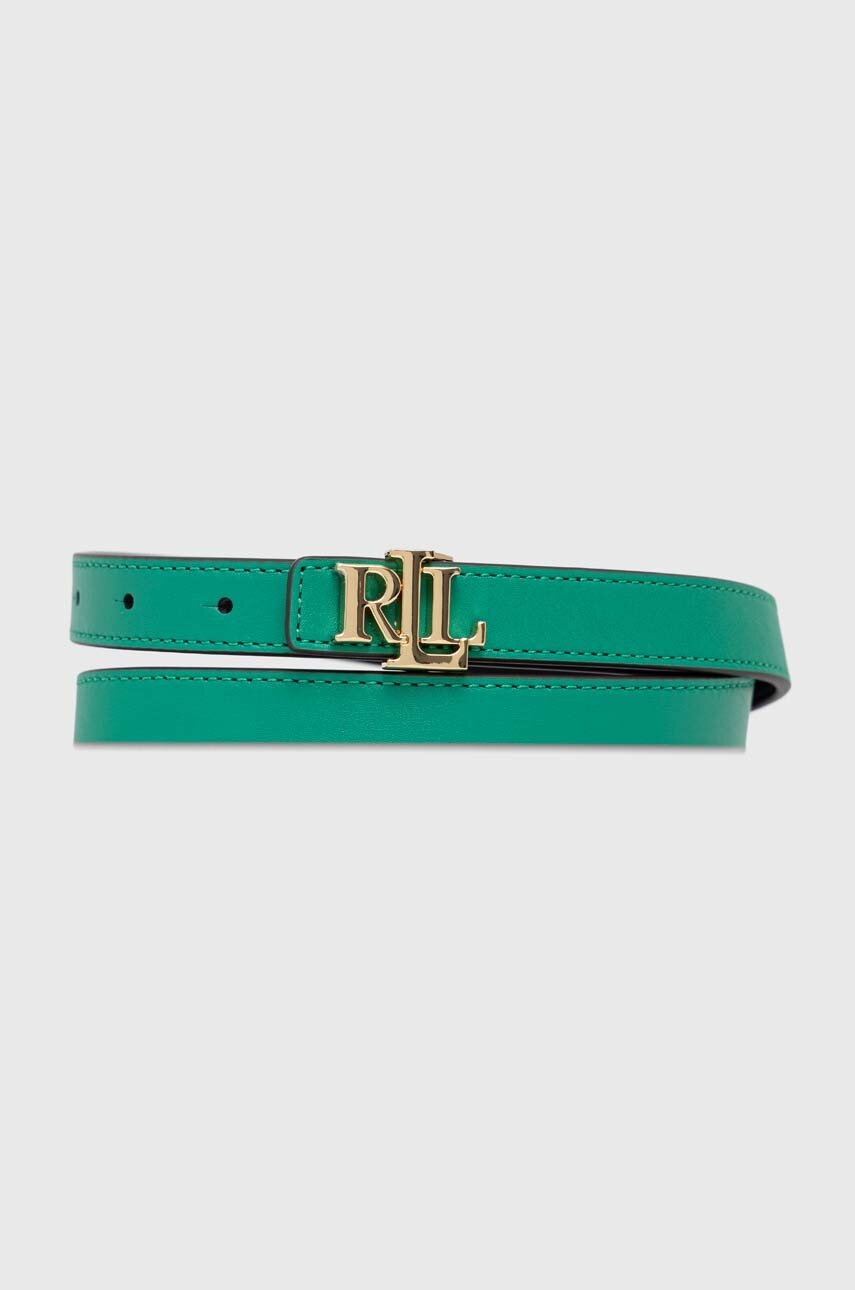 

Двосторонній шкіряний ремінь Lauren Ralph Lauren жіночий колір зелений