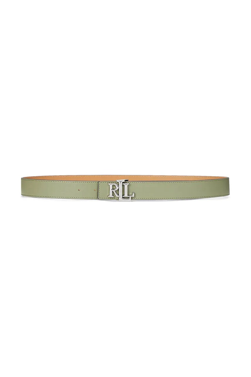 Levně Oboustranný kožený pásek Lauren Ralph Lauren dámský, zelená barva, 412908984