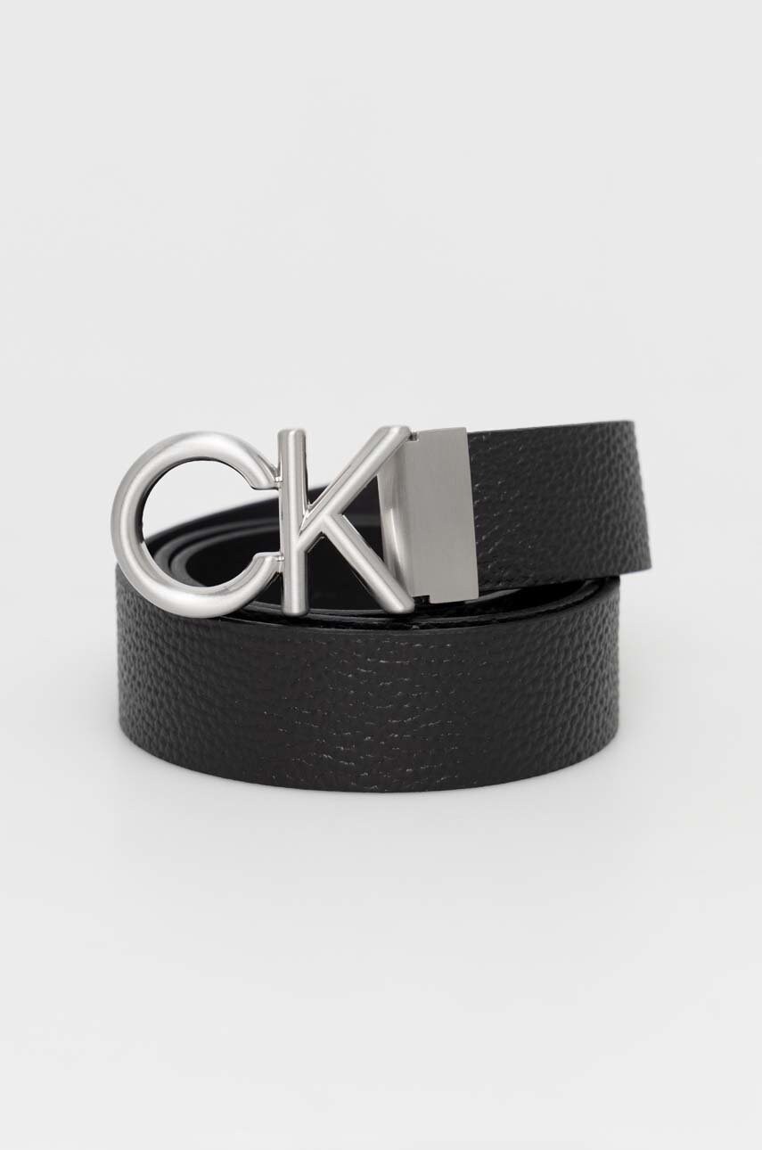 Levně Kožený pásek Calvin Klein pánský, černá barva