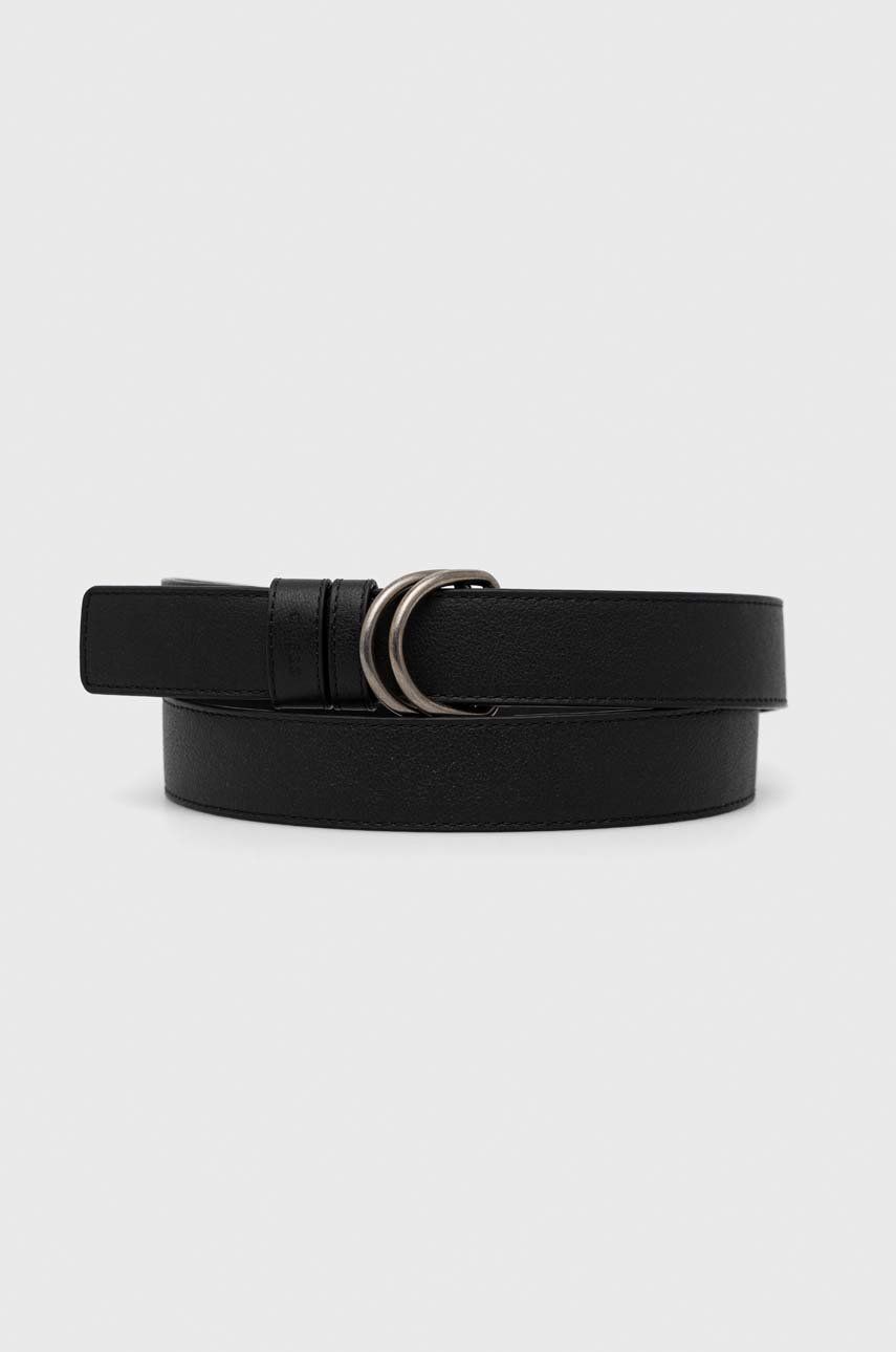 E-shop Kožený pásek Guess pánský, černá barva