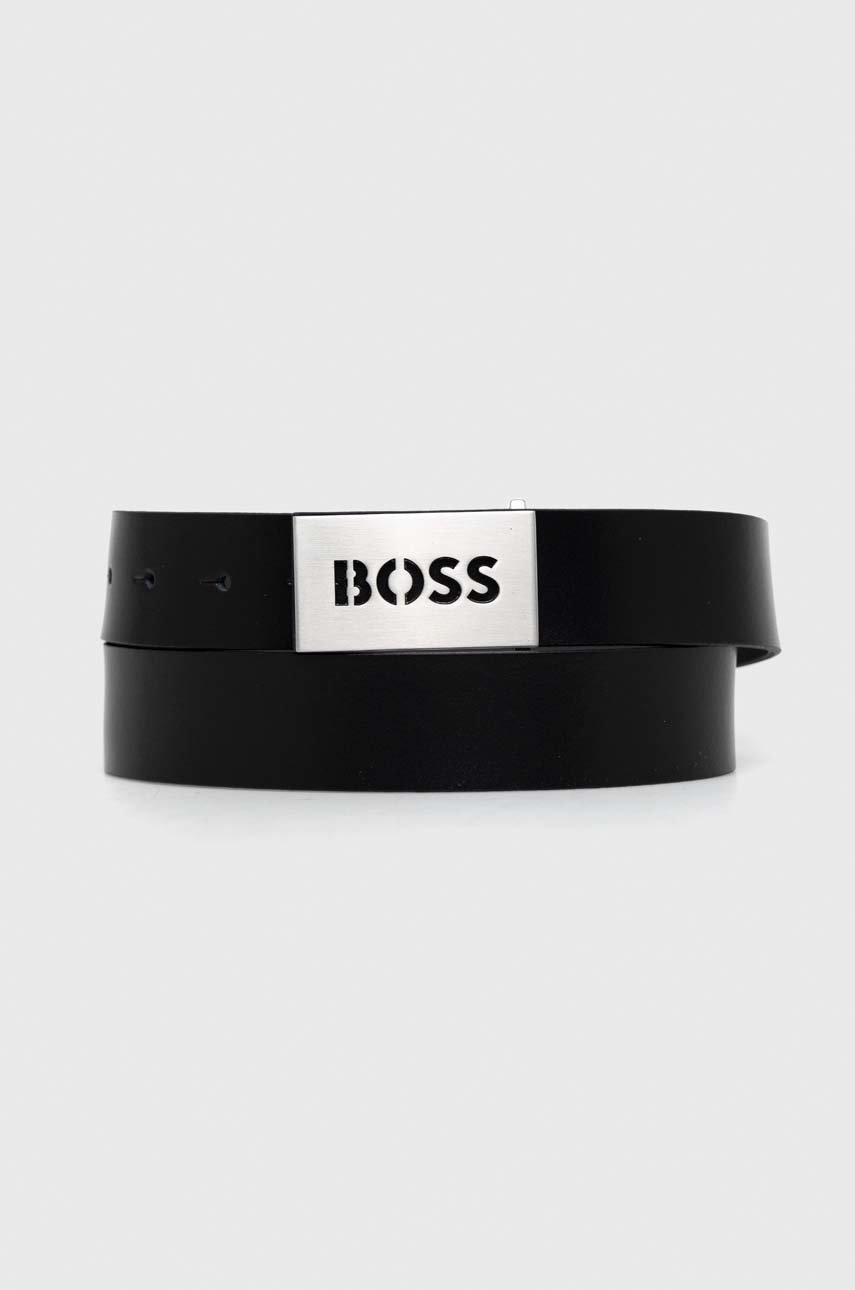 

Кожен колан BOSS мъжки в черно, Черен