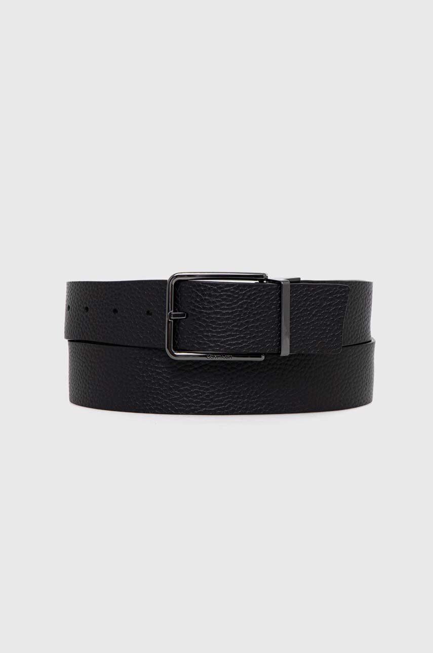 Levně Kožený pásek Calvin Klein pánský, černá barva, K50K510363