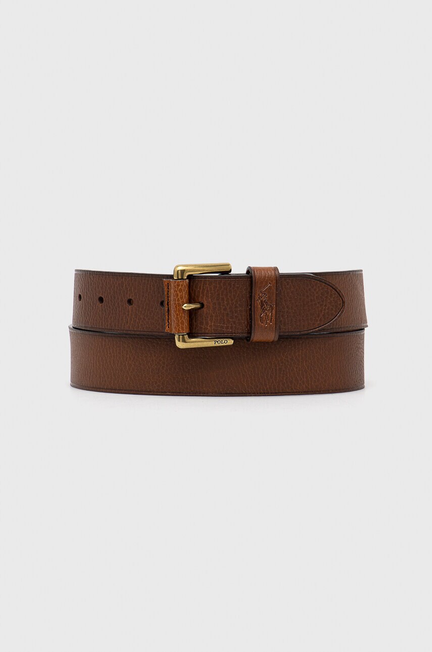 Levně Kožený pásek Polo Ralph Lauren Pánský, hnědá barva
