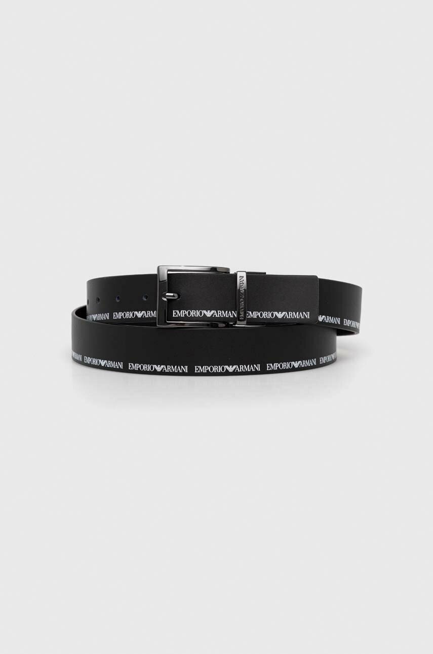 

Двосторонній шкіряний ремінь Emporio Armani чоловічий колір чорний