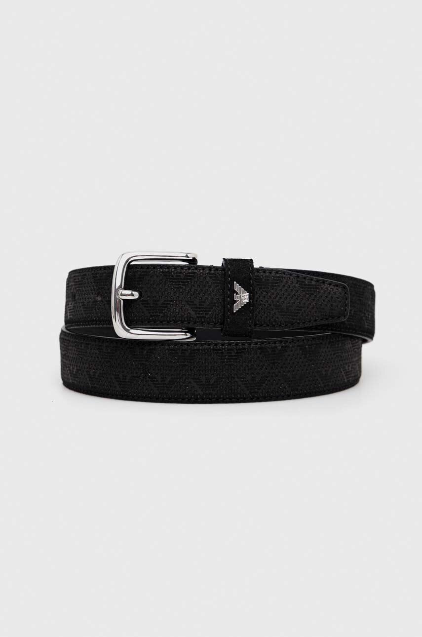 Emporio armani curea din piele intoarsa culoarea negru