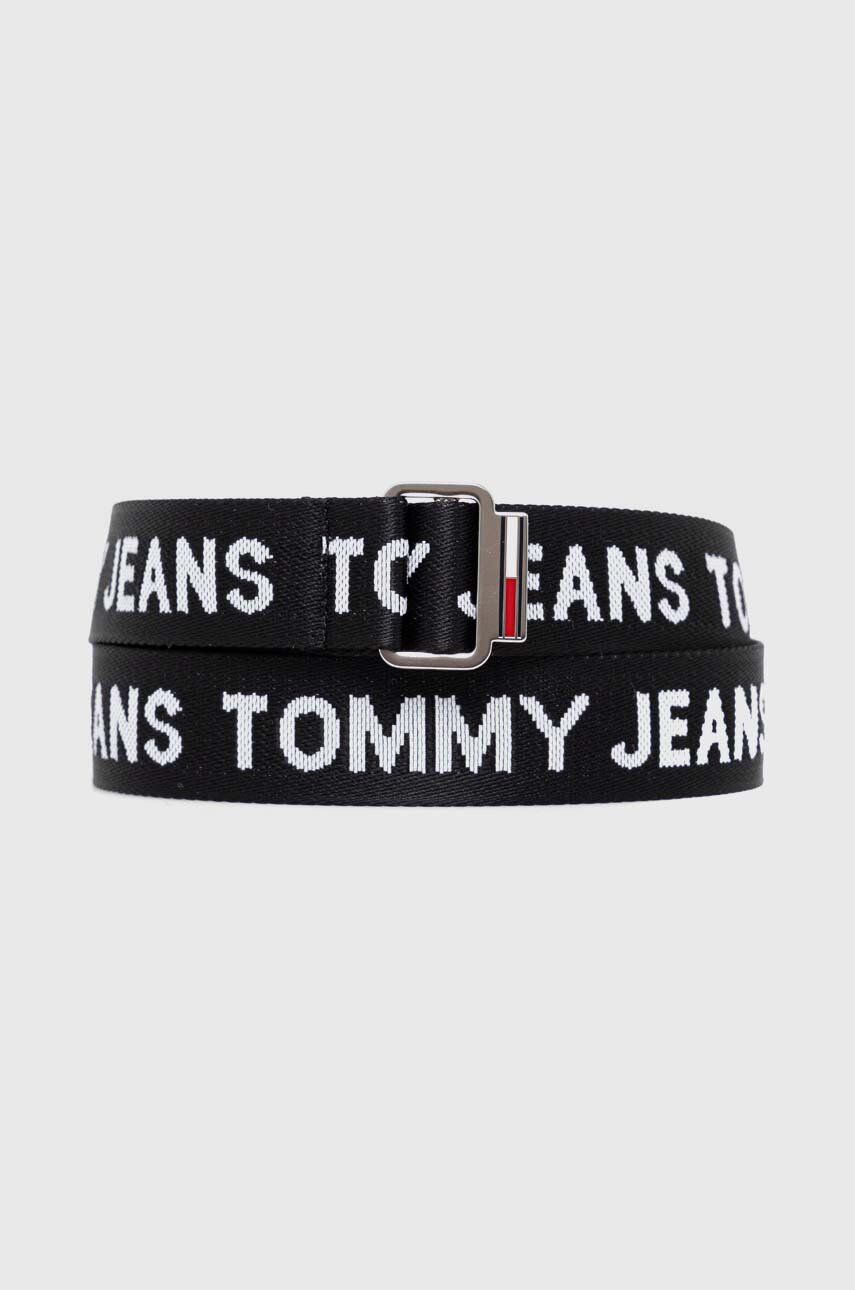 Pásek Tommy Jeans pánský, černá barva - černá -  100 % Polyester