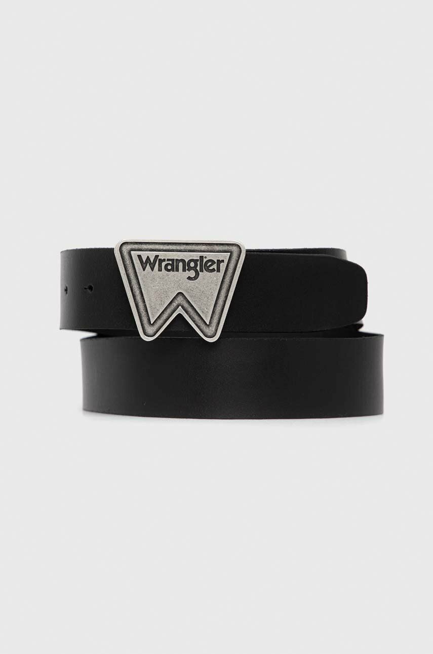 Wrangler curea de piele barbati, culoarea negru