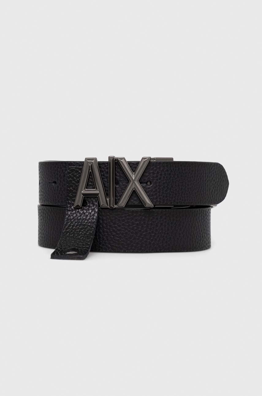 

Кожаный ремень Armani Exchange мужской цвет чёрный